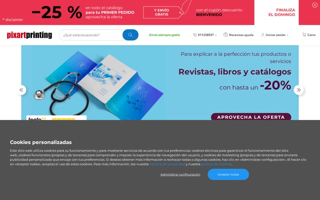 Screenshot of pixartprinting.es