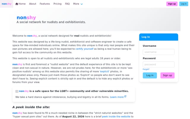 Screenshot of nonshy.com