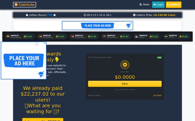 Screenshot of claimlite.club