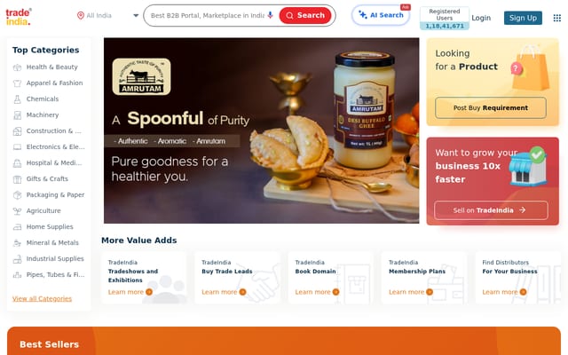Screenshot of tradeindia.com