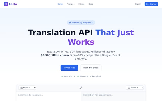 Screenshot of lecto.ai