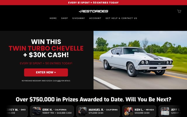 Screenshot of restoridesgarage.com