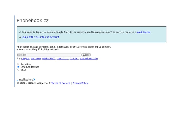 Screenshot of phonebook.cz