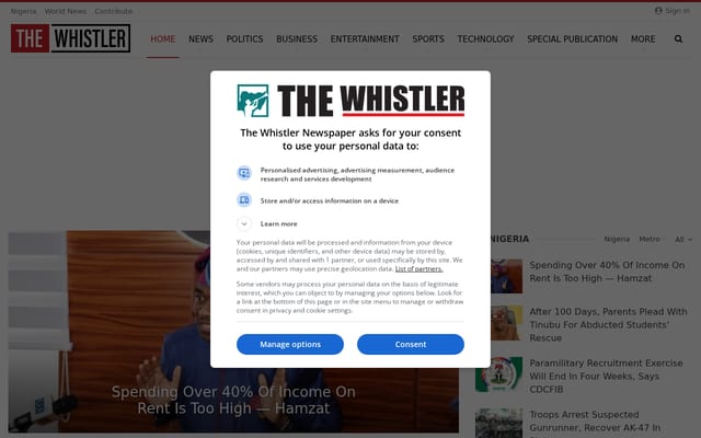 Screenshot of thewhistler.ng