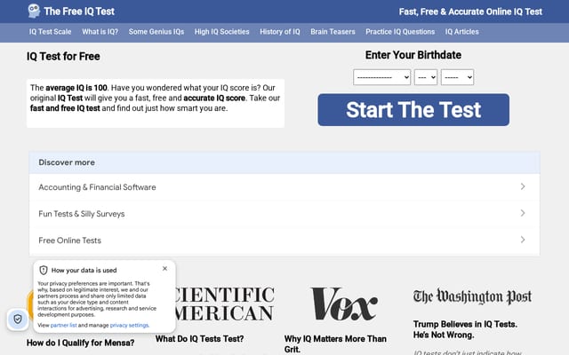 Screenshot of free-iqtest.net