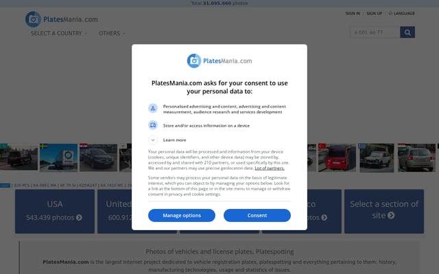 Screenshot of platesmania.com