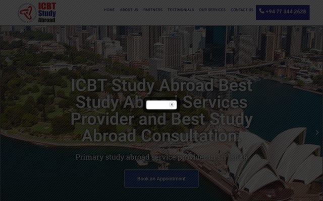 Screenshot of icbtstudyabroad.lk