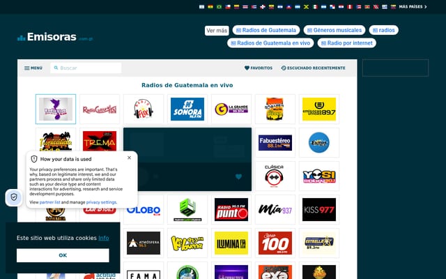 Screenshot of emisoras.com.gt