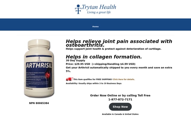 Screenshot of arthrisil.com