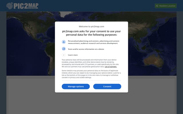 Screenshot of pic2map.com