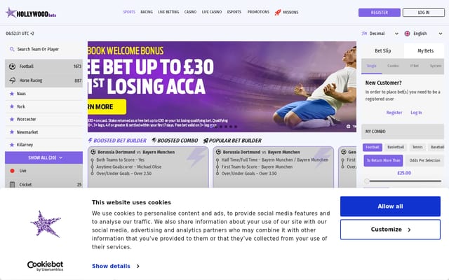 Screenshot of hollywoodbets.co.uk