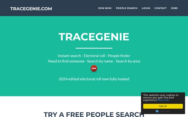 Screenshot of tracegenie.com