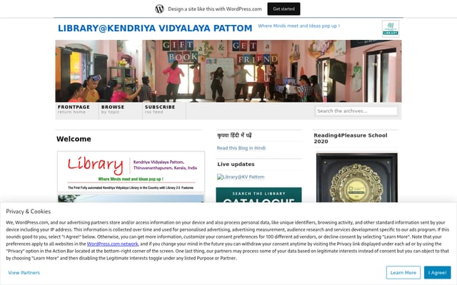 Screenshot of librarykvpattom.wordpress.com