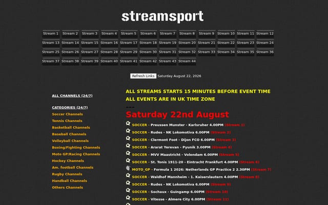 Screenshot of streamsport.eu