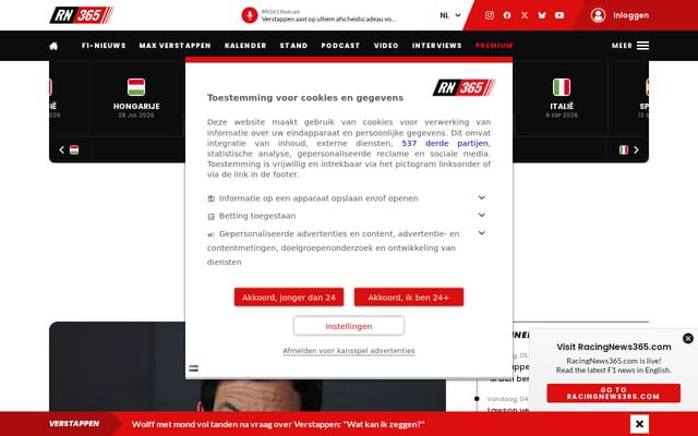 Screenshot of racingnews365.nl