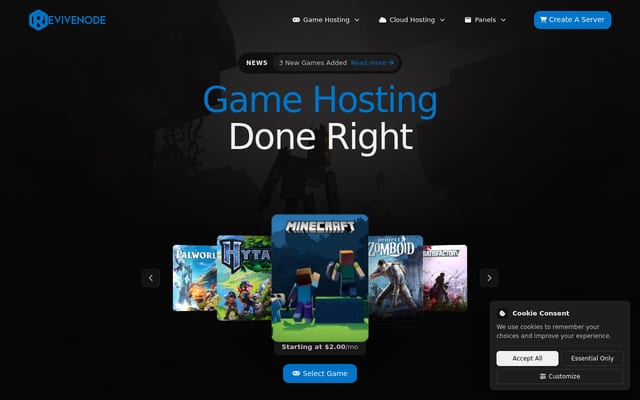 Screenshot of revivenode.com