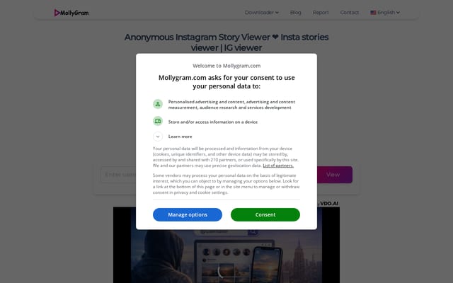 Screenshot of mollygram.com