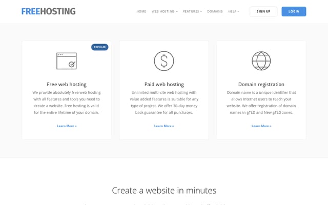 Screenshot of freehosting.com