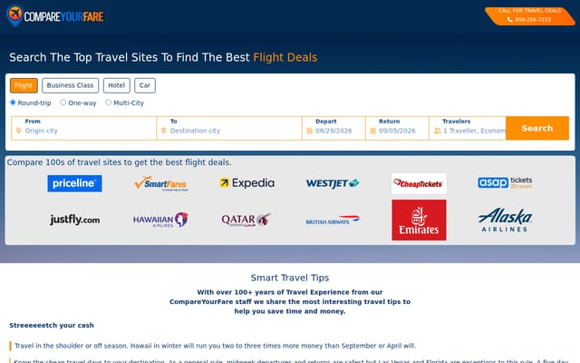 Screenshot of compareyourfare.com