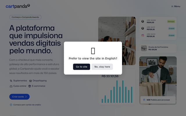 Screenshot of cartpanda.com.br