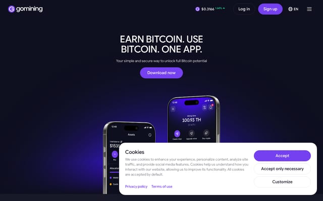 Screenshot of gomining.com