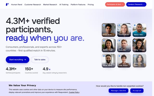 Screenshot of respondent.io