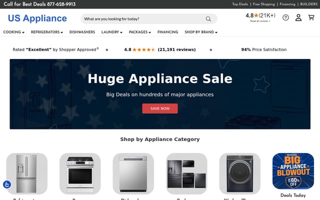 Screenshot of us-appliance.com