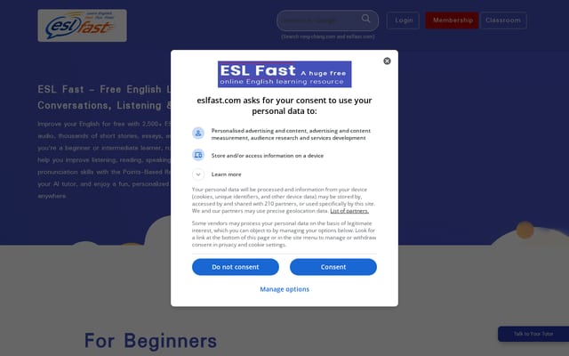 Screenshot of eslfast.com