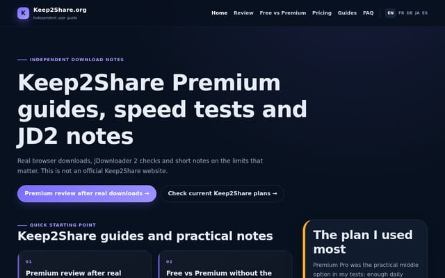 Screenshot of keep2share.org