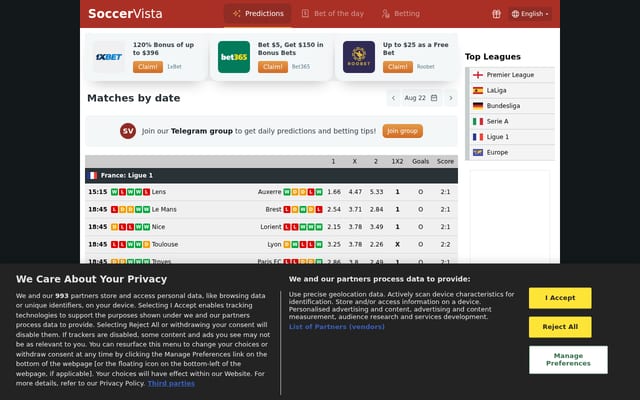 Screenshot of newsoccervista.com