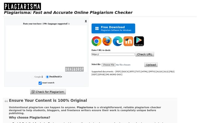 Screenshot of plagiarisma.net
