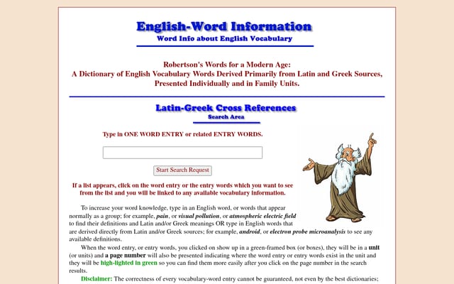 Screenshot of wordinfo.info
