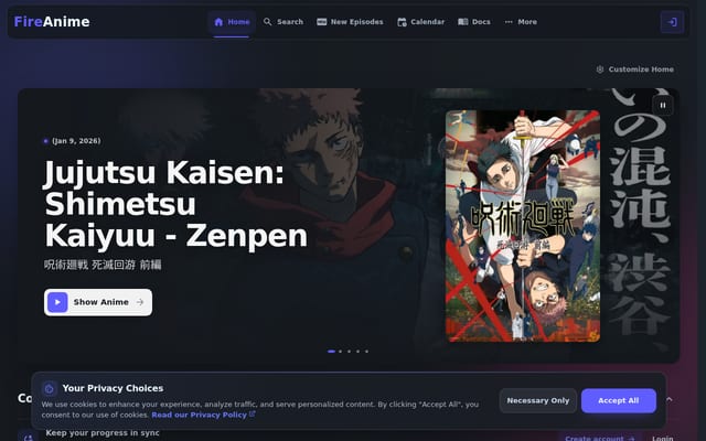 Screenshot of fireani.me