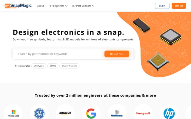 Screenshot of snapeda.com