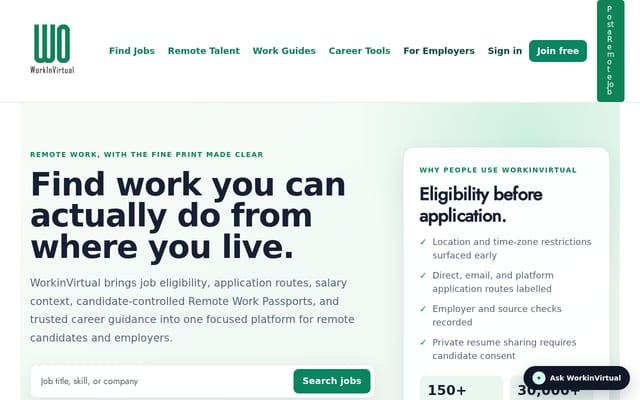 Screenshot of workinvirtual.com