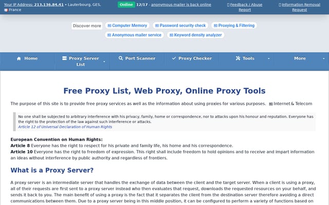 Screenshot of proxynova.com