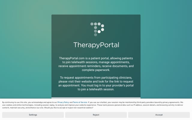 Screenshot of therapyportal.com
