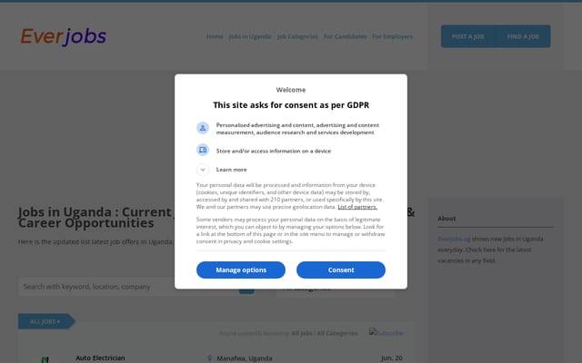 Screenshot of everjobs.ug