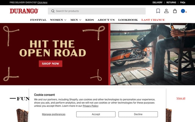 Screenshot of durangoboots.com