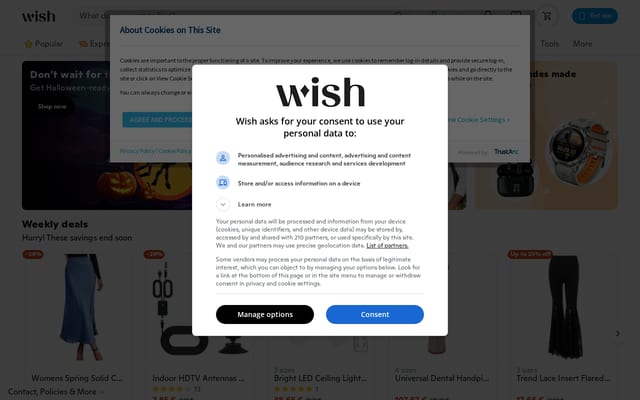 Screenshot of wish.com