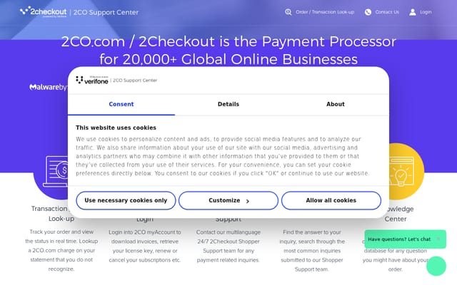 Screenshot of 2co.com