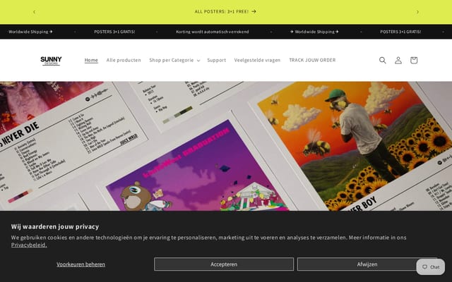Screenshot of sunnydesignsposters.nl