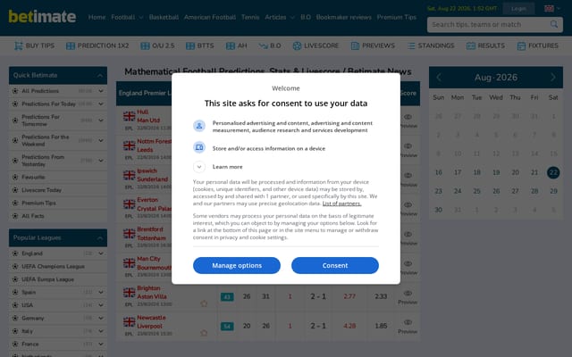 Screenshot of betimate.com
