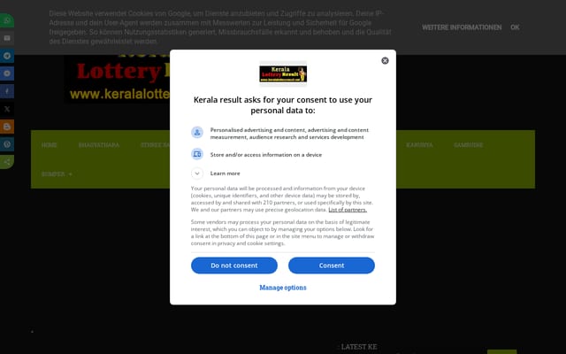 Screenshot of keralalotteryresult.net