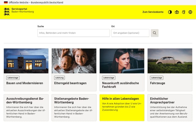 Screenshot of service-bw.de