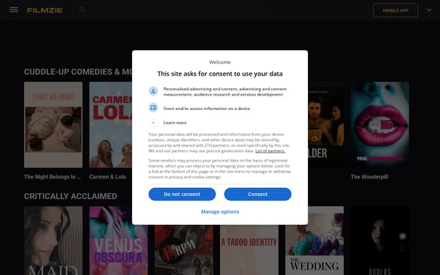 Screenshot of filmzie.com