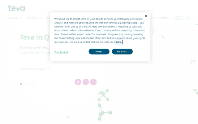Screenshot of tevapharm.com