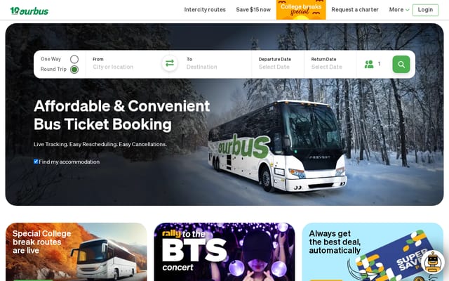 Screenshot of ourbus.com