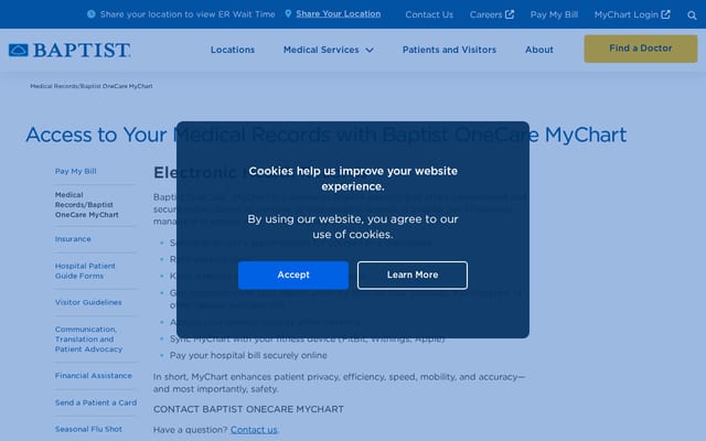 Screenshot of baptistonecare.org