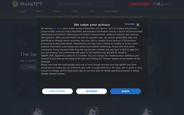 Screenshot of metatft.com